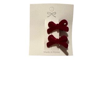 Velvet Bow Hair Clips for Kids - Deep Wine